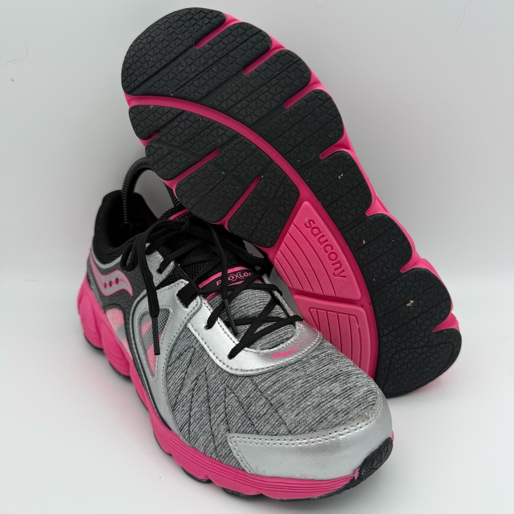 Youth Saucony Black Silver Pink‎ Kotaro 3 Athletic Running Sneakers Shoes Size 6